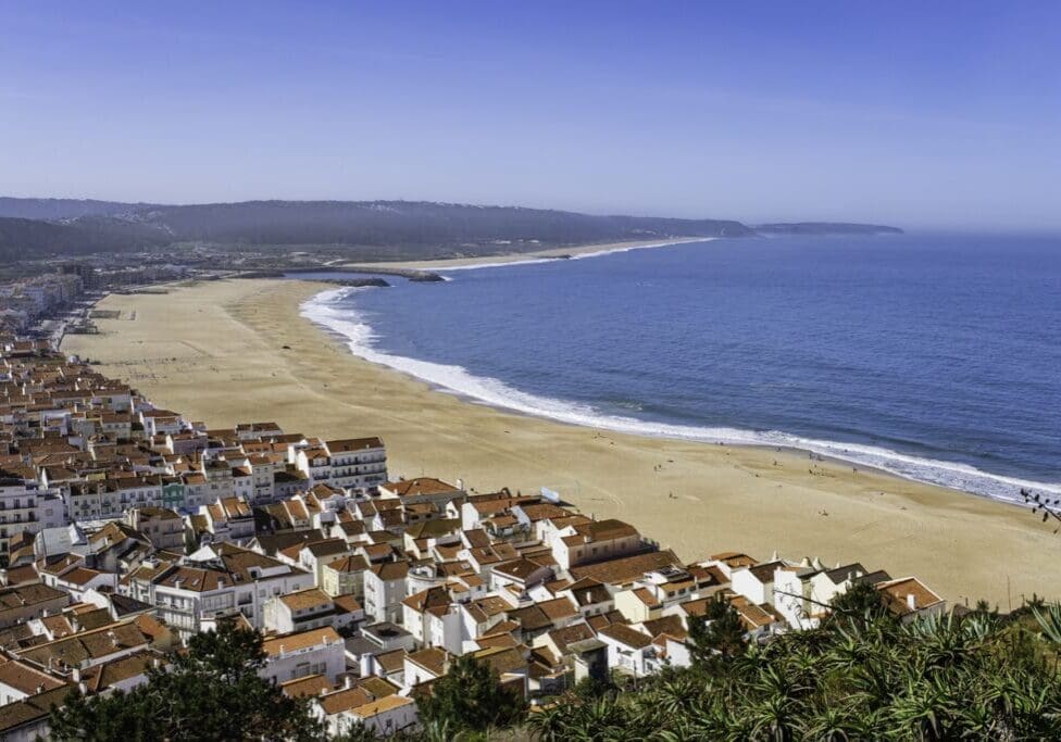 nazare portugal coastline beach town view